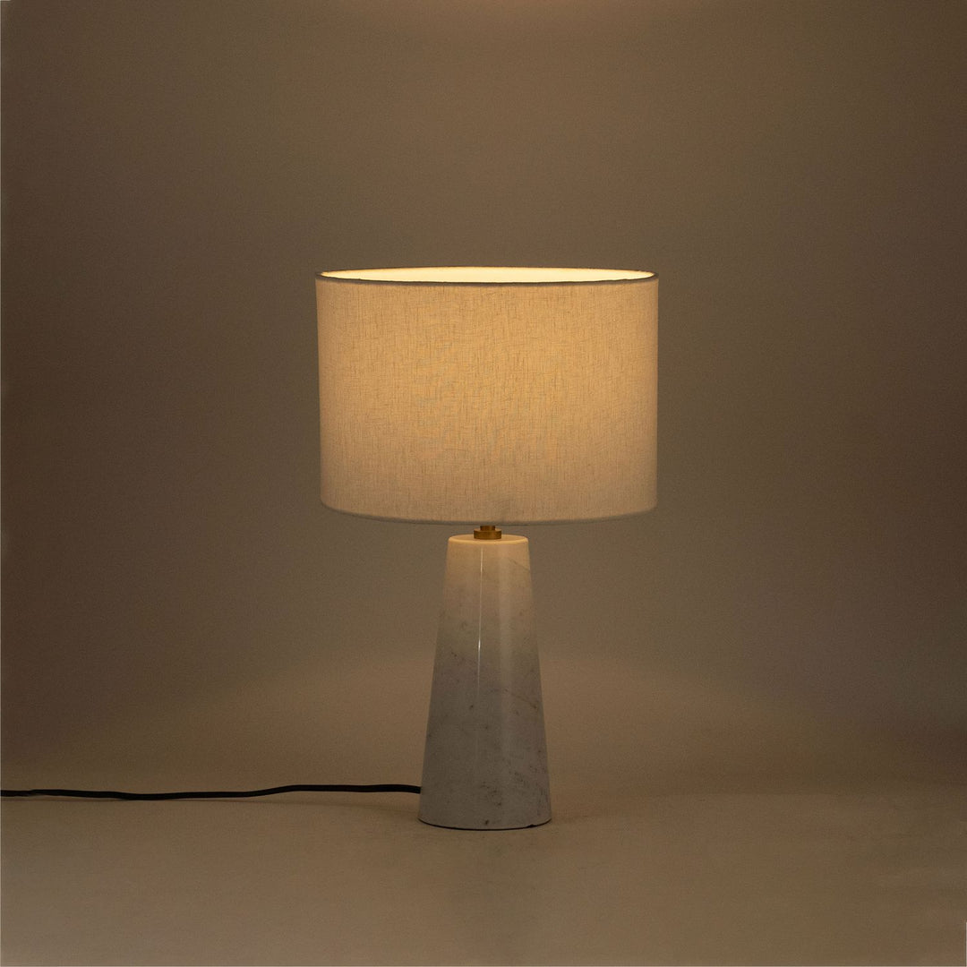 Dolomia Genuine Marble Base And Linen Textured Fabric Shade Table Lamp — White