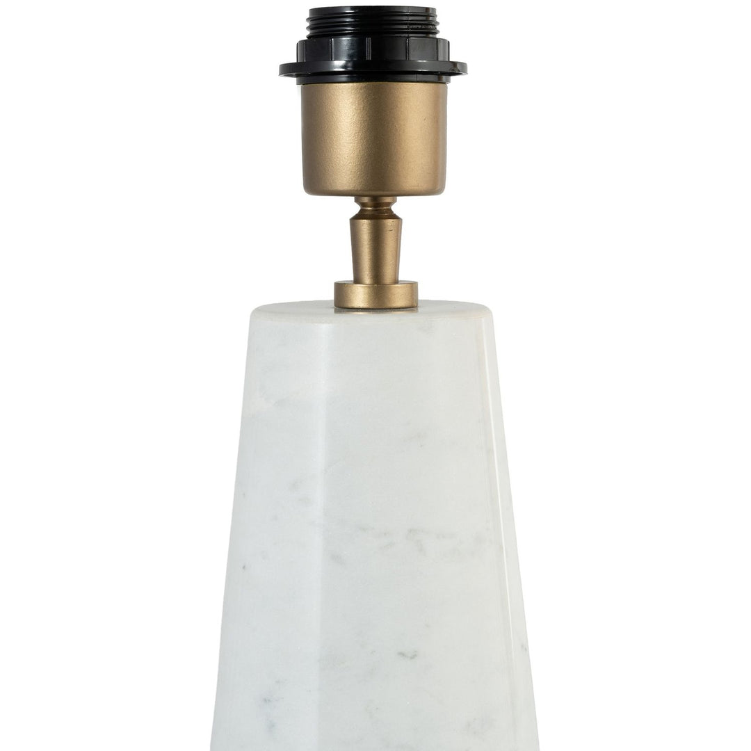 Dolomia Genuine Marble Base And Linen Textured Fabric Shade Table Lamp — White