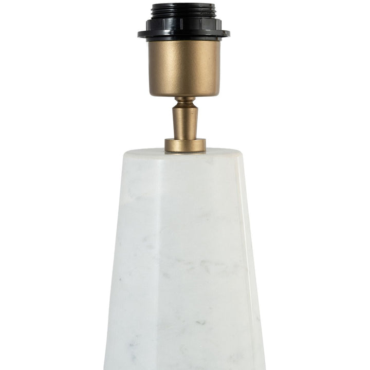 Dolomia Genuine Marble Base And Linen Textured Fabric Shade Table Lamp — White