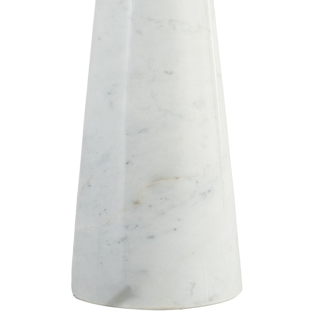 Dolomia Genuine Marble Base And Linen Textured Fabric Shade Table Lamp — White