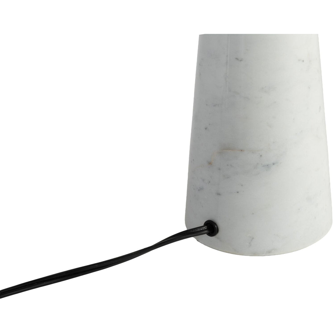 Dolomia Genuine Marble Base And Linen Textured Fabric Shade Table Lamp — White