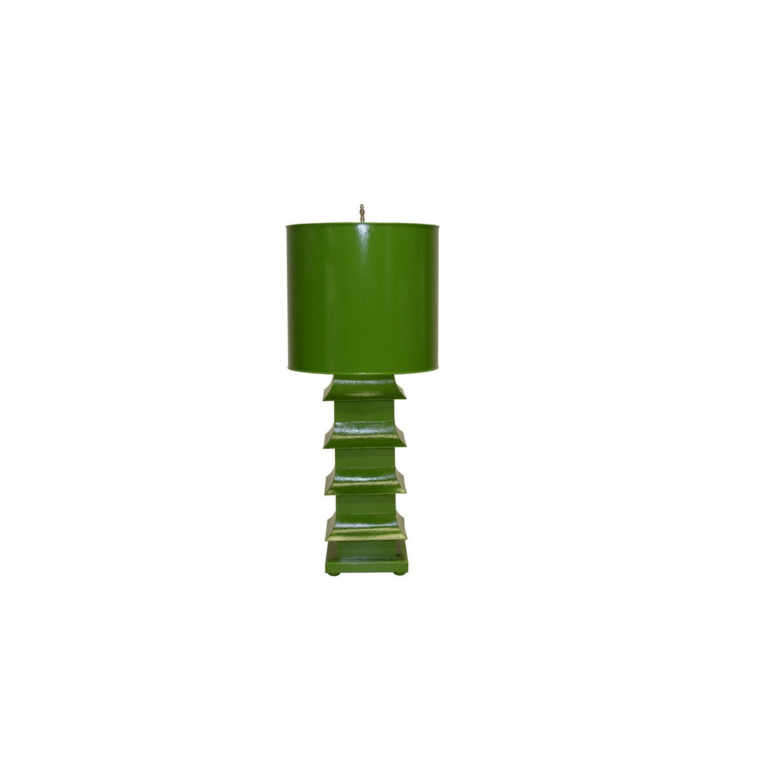 Pagoda Lamp Large With Metal Shade Green