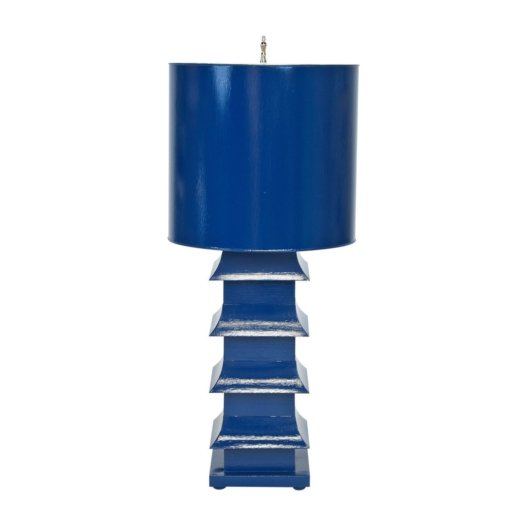 Pagoda Lamp Large With Metal Shade Navy