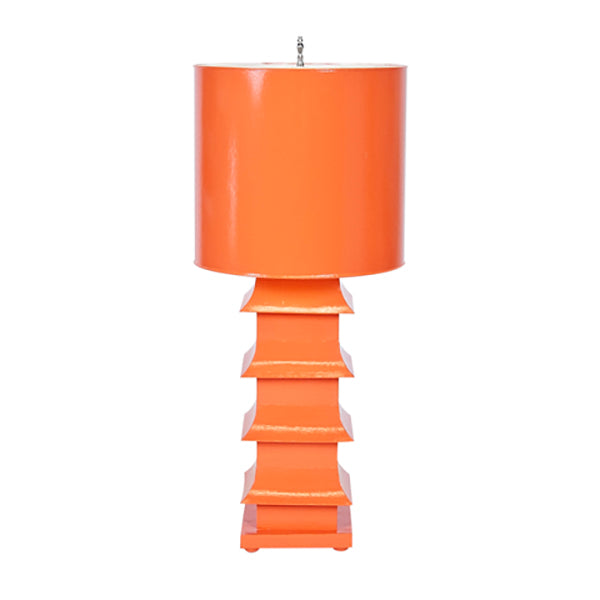 Table Lamps Pagoda Large Tole Table Lamp - Orange