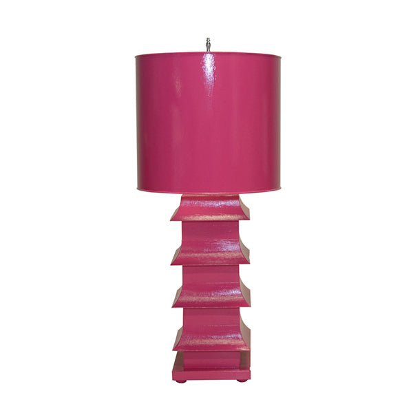 Table Lamps Pagoda Large Tole Table Lamp - Pink