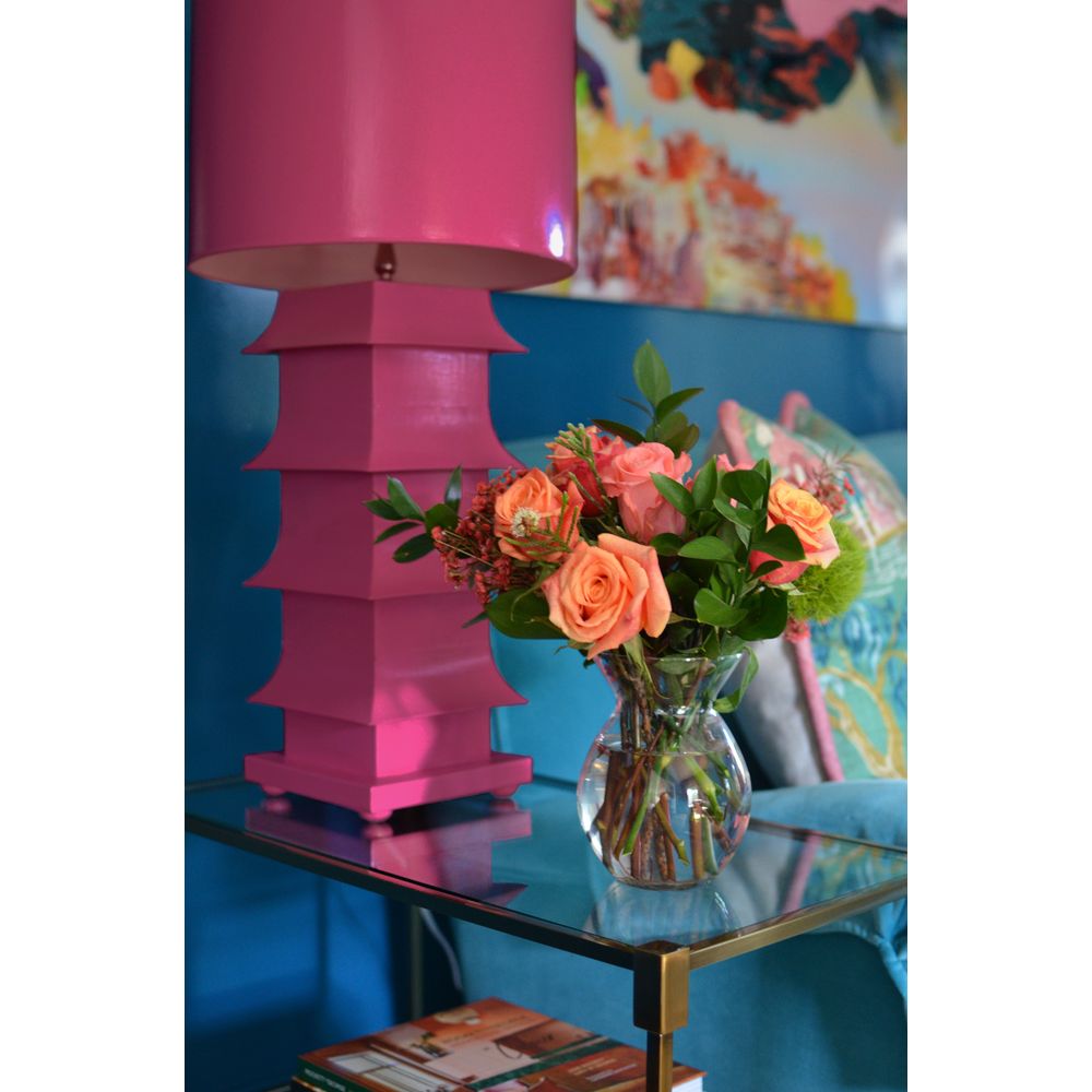 Table Lamps Pagoda Large Tole Table Lamp - Pink