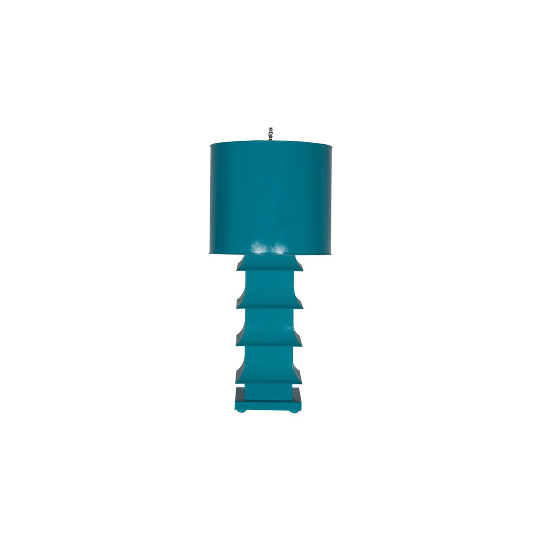 Pagoda Lamp Large With Metal Shade Turquoise