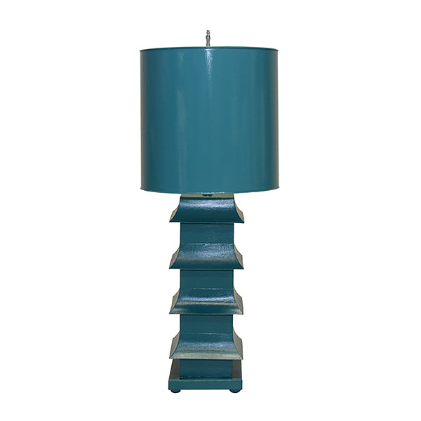 Table Lamps Pagoda Large Tole Table Lamp - Turquoise