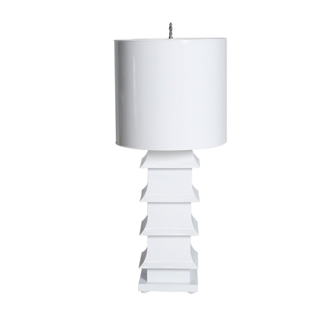 Pagoda Lamp Large With Metal Shade White