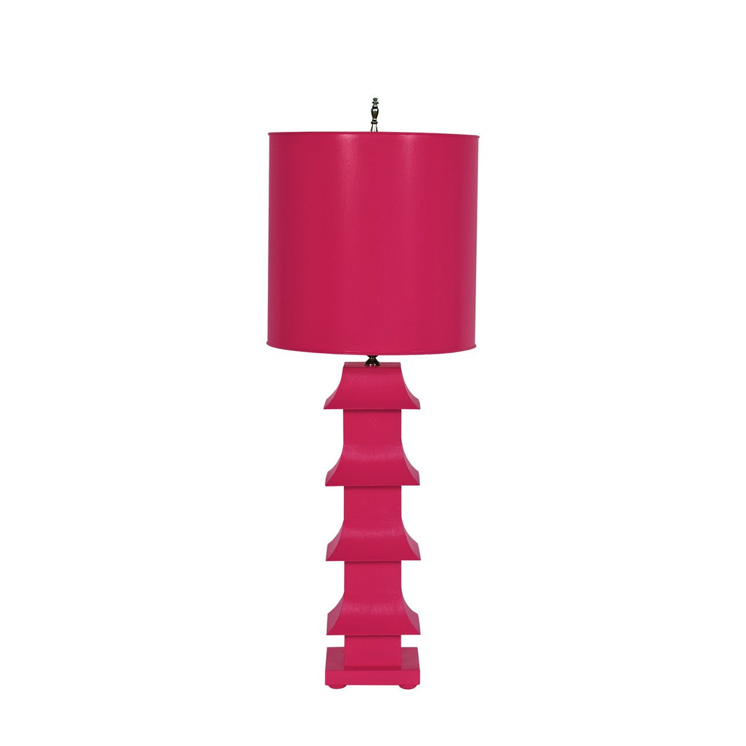 Tole Pagoda Lamp Hot Pink