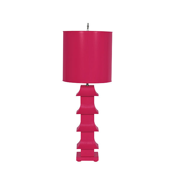 Table Lamps Pagoda Slim Tole Table Lamp - Pink