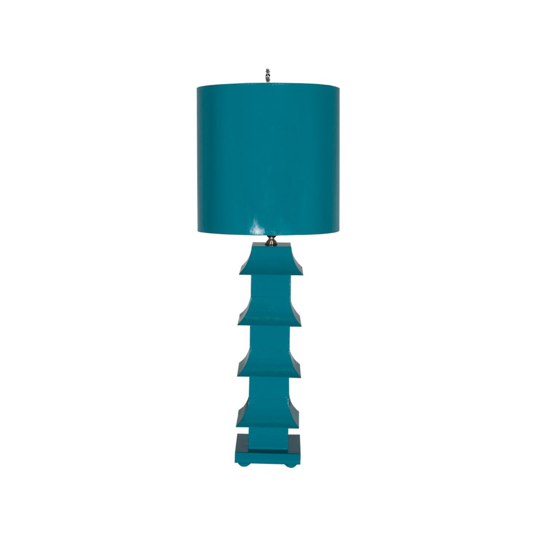 Tole Pagoda Lamp Turquoise