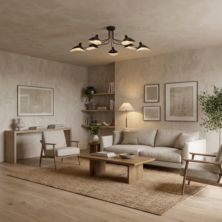 Mouille Six-Arm Semi-Flush Mount Ceiling Lamp