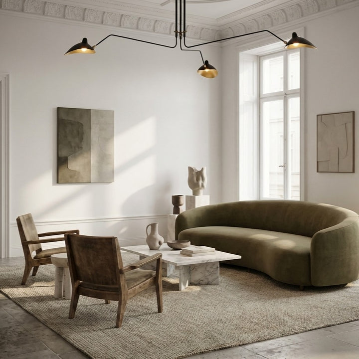 Three-Arm Mouille Ceiling Lamp - Gold Interior