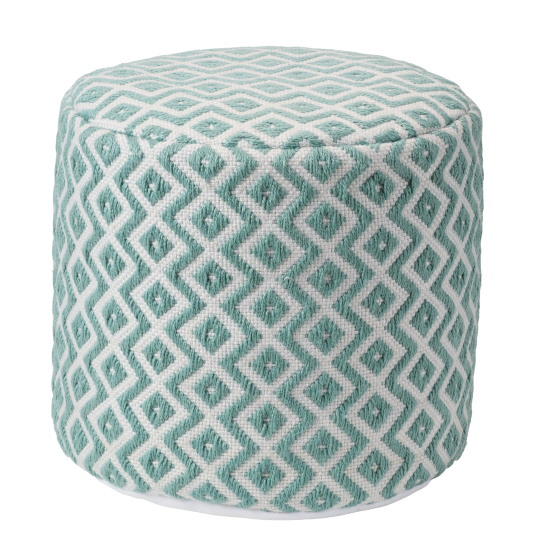 Vibe by Jaipur Living Osbourne Indoor/ Outdoor Chevron Teal/ Ivory Cube Pouf