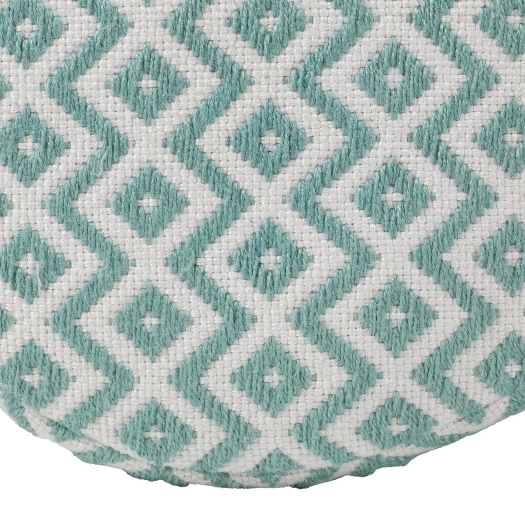 Vibe by Jaipur Living Osbourne Indoor/ Outdoor Chevron Teal/ Ivory Cube Pouf