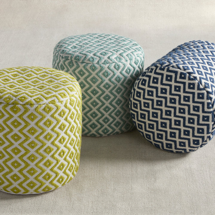 Vibe by Jaipur Living Osbourne Indoor/ Outdoor Chevron Teal/ Ivory Cube Pouf