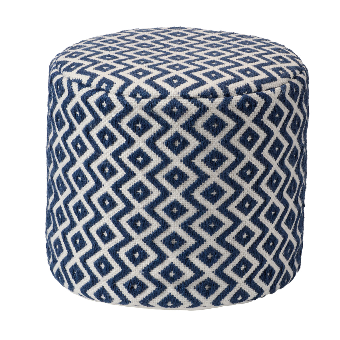 Vibe by Jaipur Living Osbourne Indoor/ Outdoor Chevron Navy/ Ivory Cube Pouf