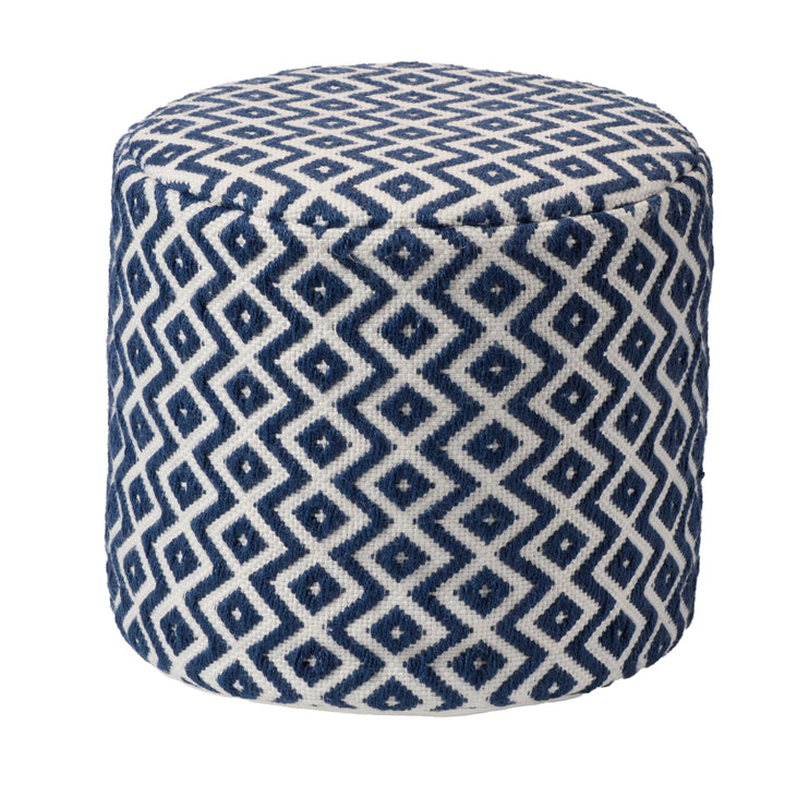 Vibe by Jaipur Living Osbourne Indoor/ Outdoor Chevron Navy/ Ivory Cube Pouf