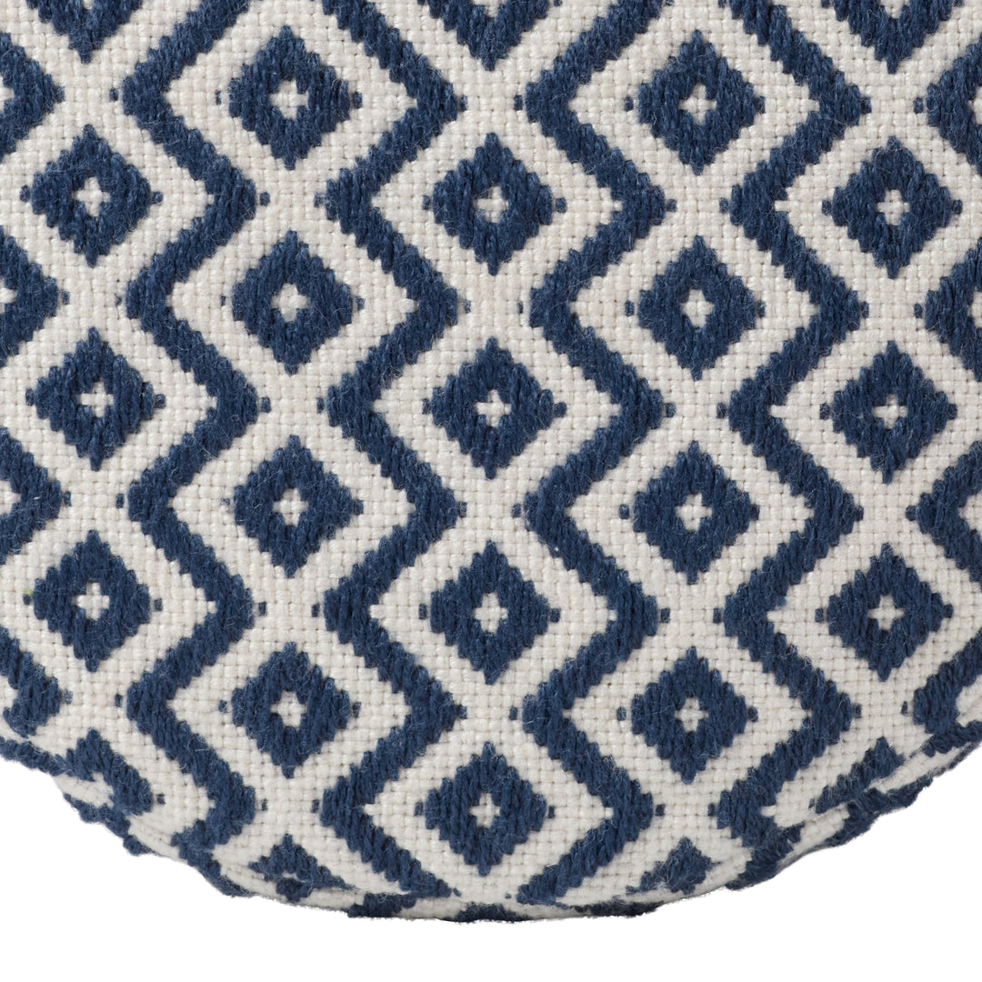 Vibe by Jaipur Living Osbourne Indoor/ Outdoor Chevron Navy/ Ivory Cube Pouf