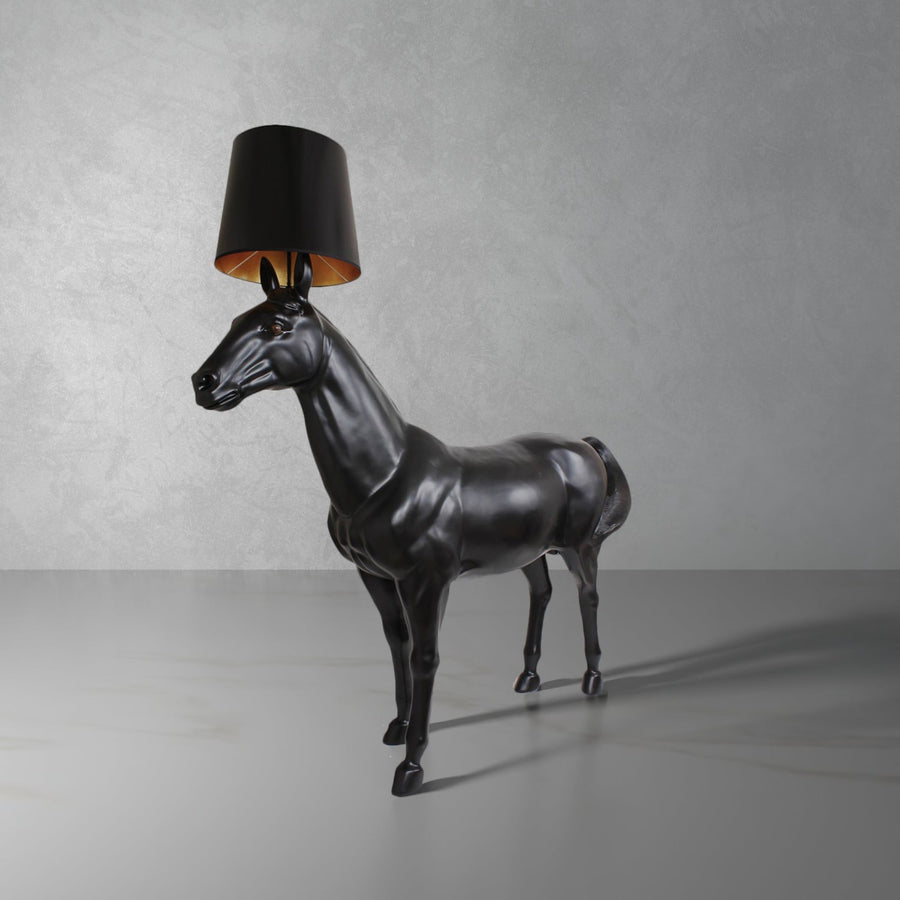 Life Size Black Horse Floor Lamp-France & Son-LS1029FBLK-gustbuster-Floor Lamps-1-France and Son