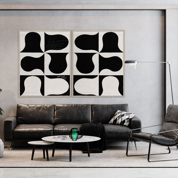 PM-23-0181 Paule Marrot, Black and White Abstract Series 1 detail by Soicher Marin