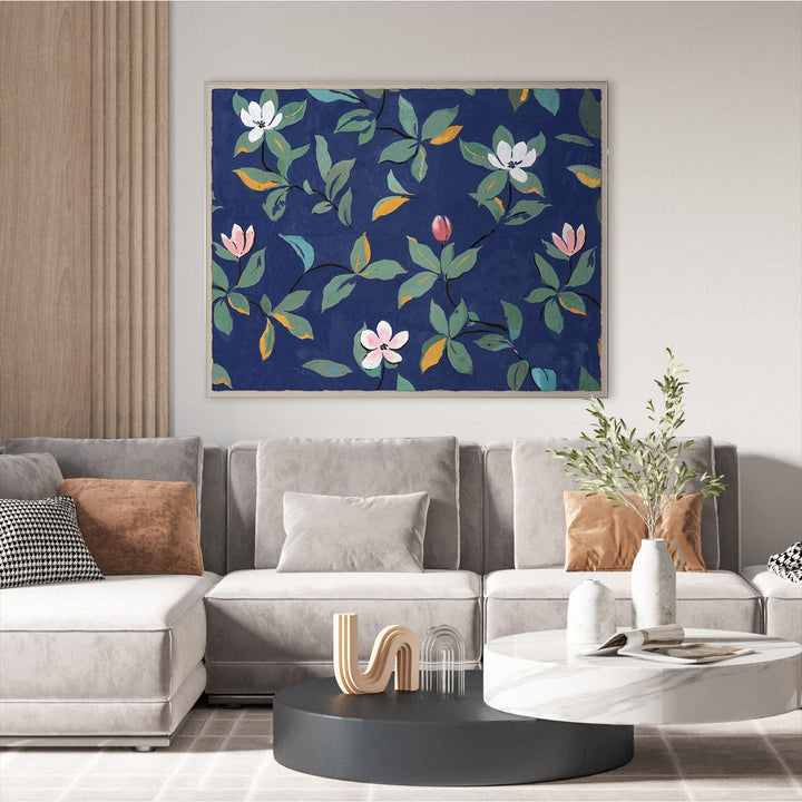 PM-23-0189 Paule Marrot, Midnight Blue Magnolias detail by Soicher Marin