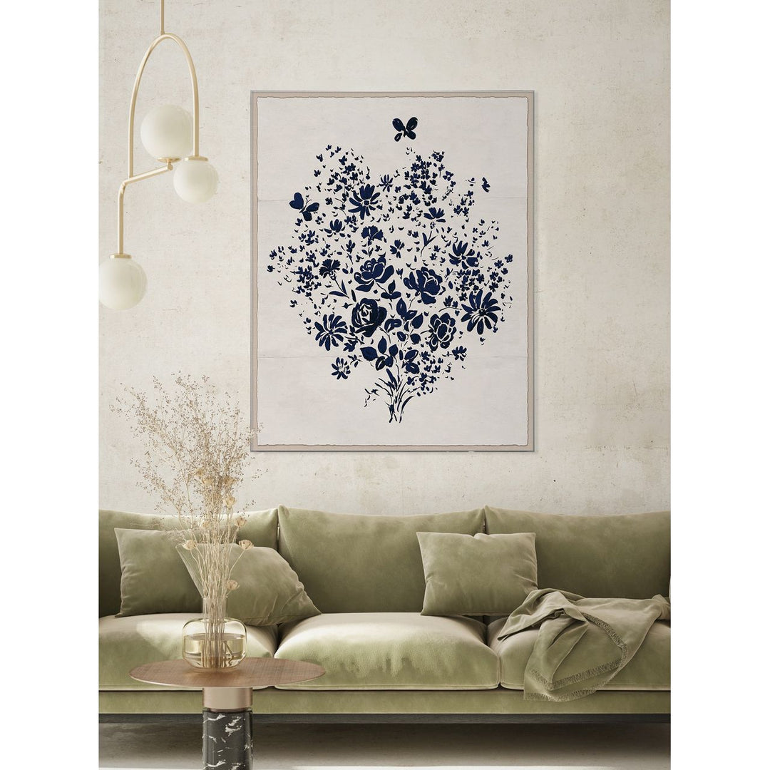 PM-23-0260 Paule Marrot, Navy Floral Bouquet detail by Soicher Marin