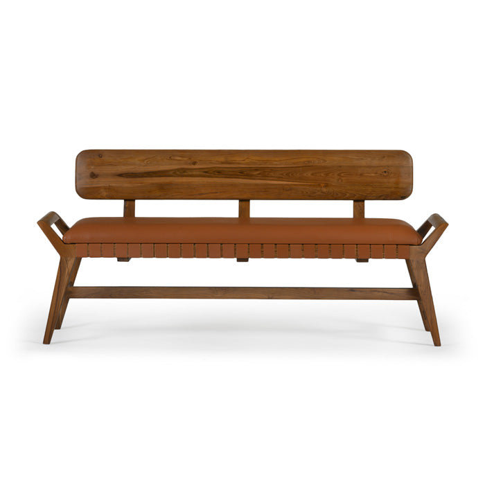 Stevens Wood and Leather Bench-Union Home Furniture-UNION-LVR00121-Benches-4-France and Son