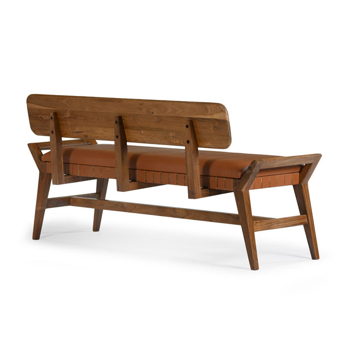 Stevens Wood and Leather Bench-Union Home Furniture-UNION-LVR00121-Benches-6-France and Son