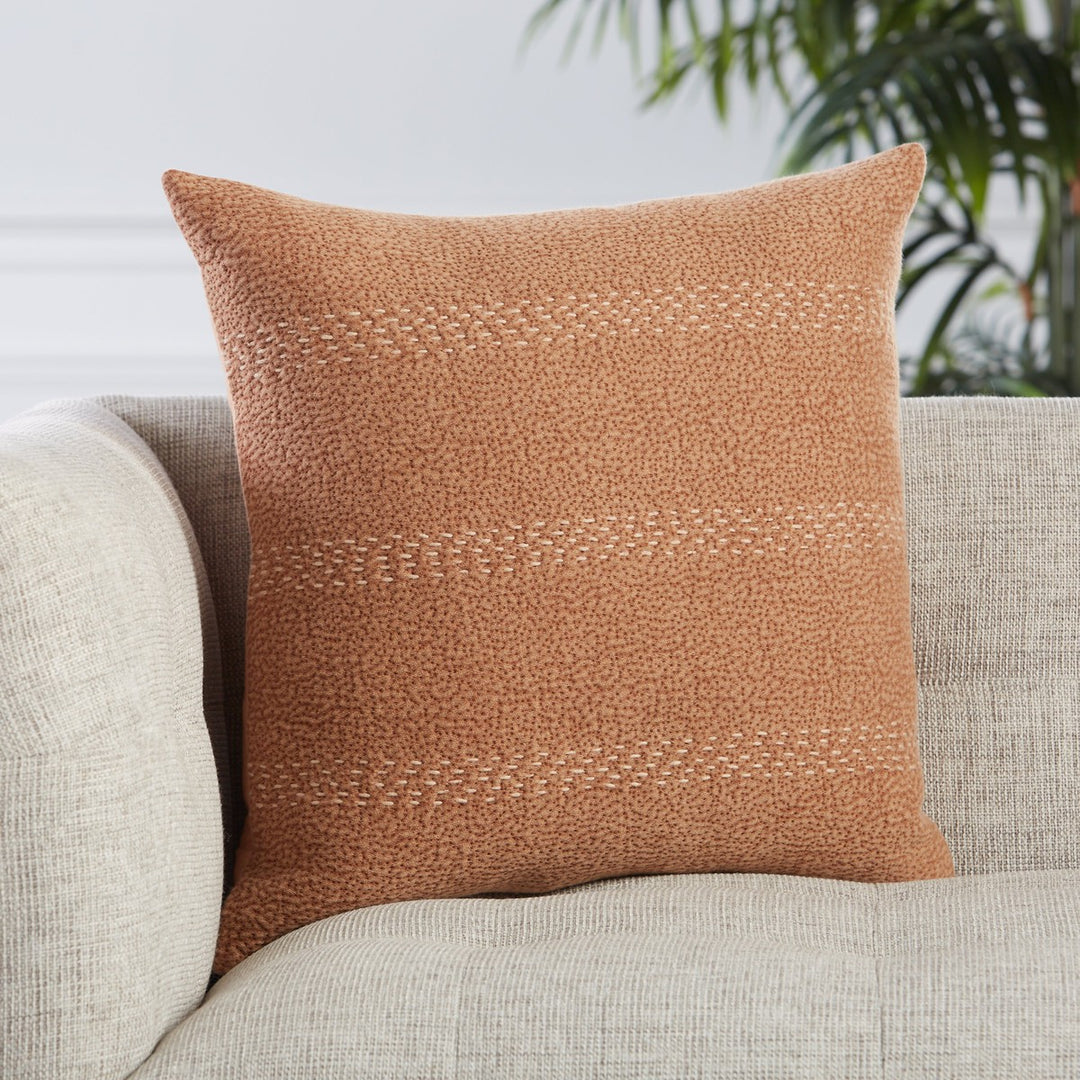 Jaipur Living Trenton Striped Terracotta/ Beige Down Pillow (20" Square)