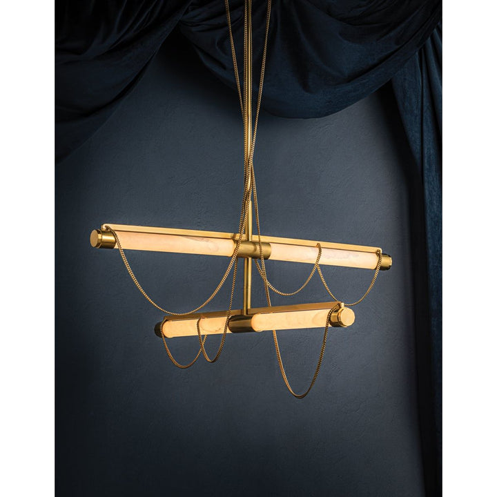 Lariat Chandelier - Vintage Brass 4 Lights