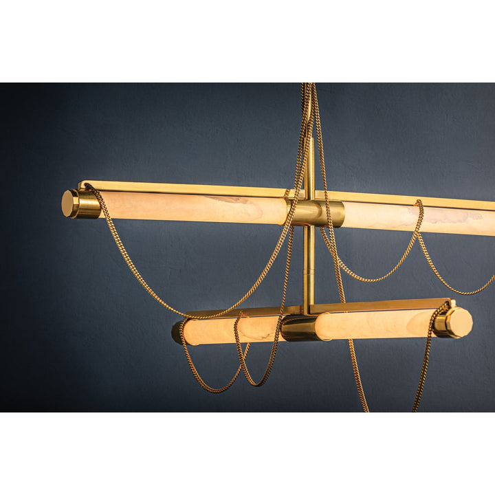 Lariat Chandelier - Vintage Brass 4 Lights