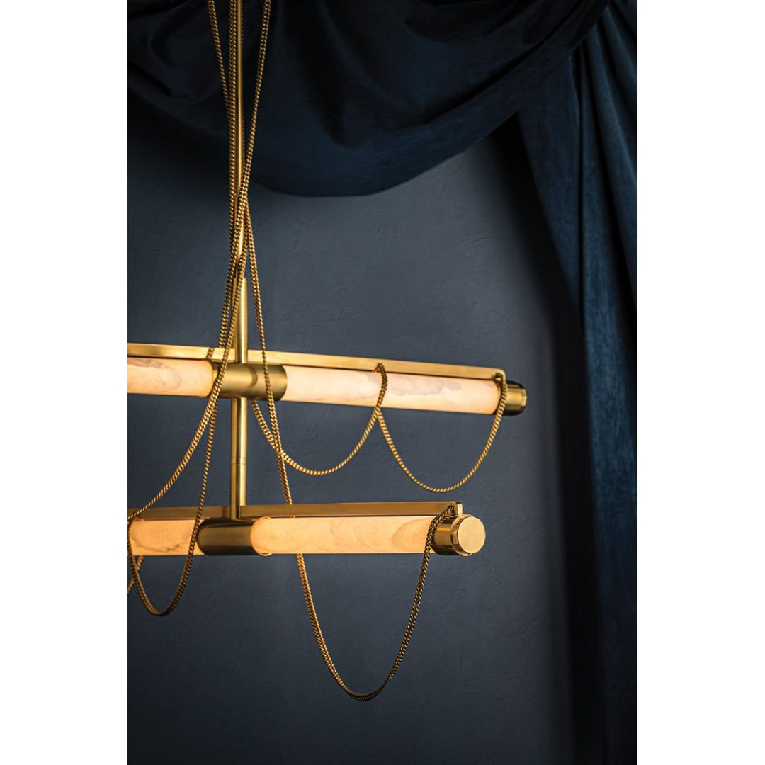 Lariat Chandelier - Vintage Brass 4 Lights