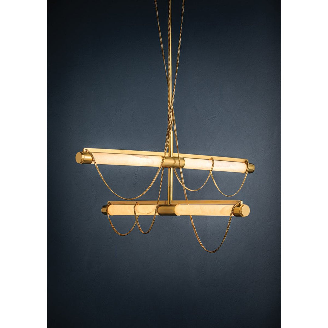 Lariat Chandelier - Vintage Brass 4 Lights