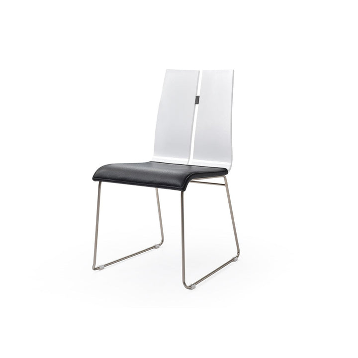 Lauren Dining Chair-Whiteline Modern Living-WHITELINE-DC1191-WHT-BLK-Dining ChairsWhite and Black-2-France and Son