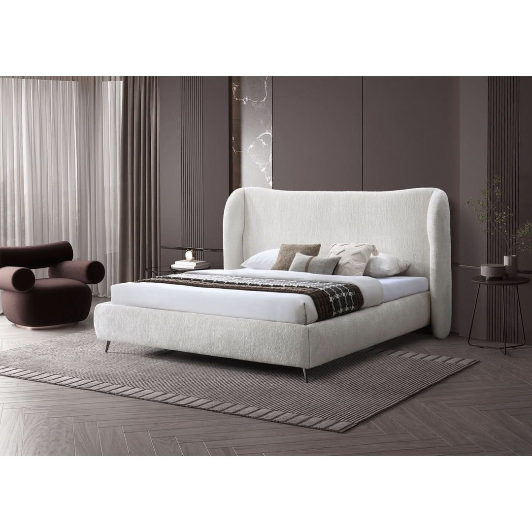 Lucia Fabric Wingback Bed