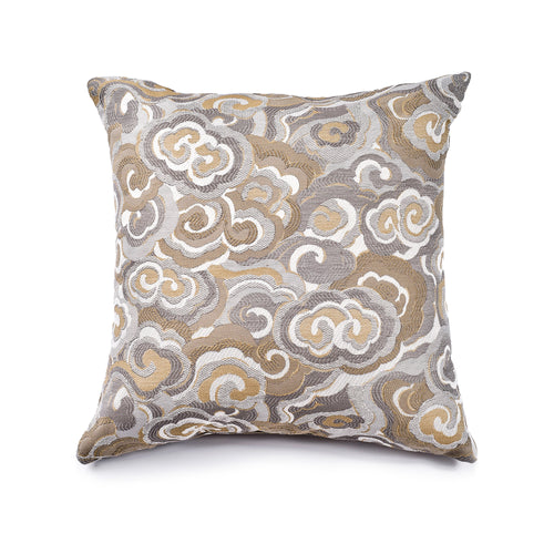 Lucky Clouds Pillow-Ann Gish-ANNGISH-PWLC2424-GLD-SIL-BeddingGold/Silver-24"x24"-3-France and Son