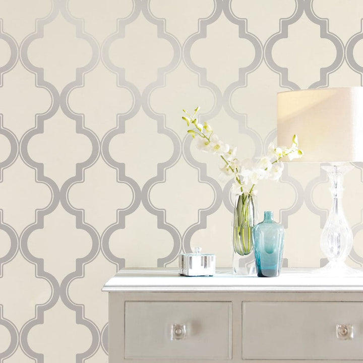 Marrakesh Peel And Stick Wallpaper-Tempaper & Co.-Tempaper-MA10083-Wall PaperBronze Grey Arabesque-7-France and Son