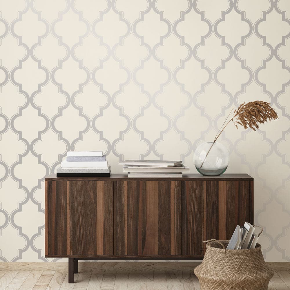 Marrakesh Peel And Stick Wallpaper-Tempaper & Co.-Tempaper-MA10083-Wall PaperBronze Grey Arabesque-9-France and Son