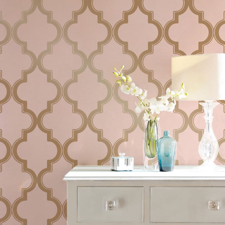 Marrakesh Peel And Stick Wallpaper-Tempaper & Co.-Tempaper-MA10083-Wall PaperBronze Grey Arabesque-15-France and Son