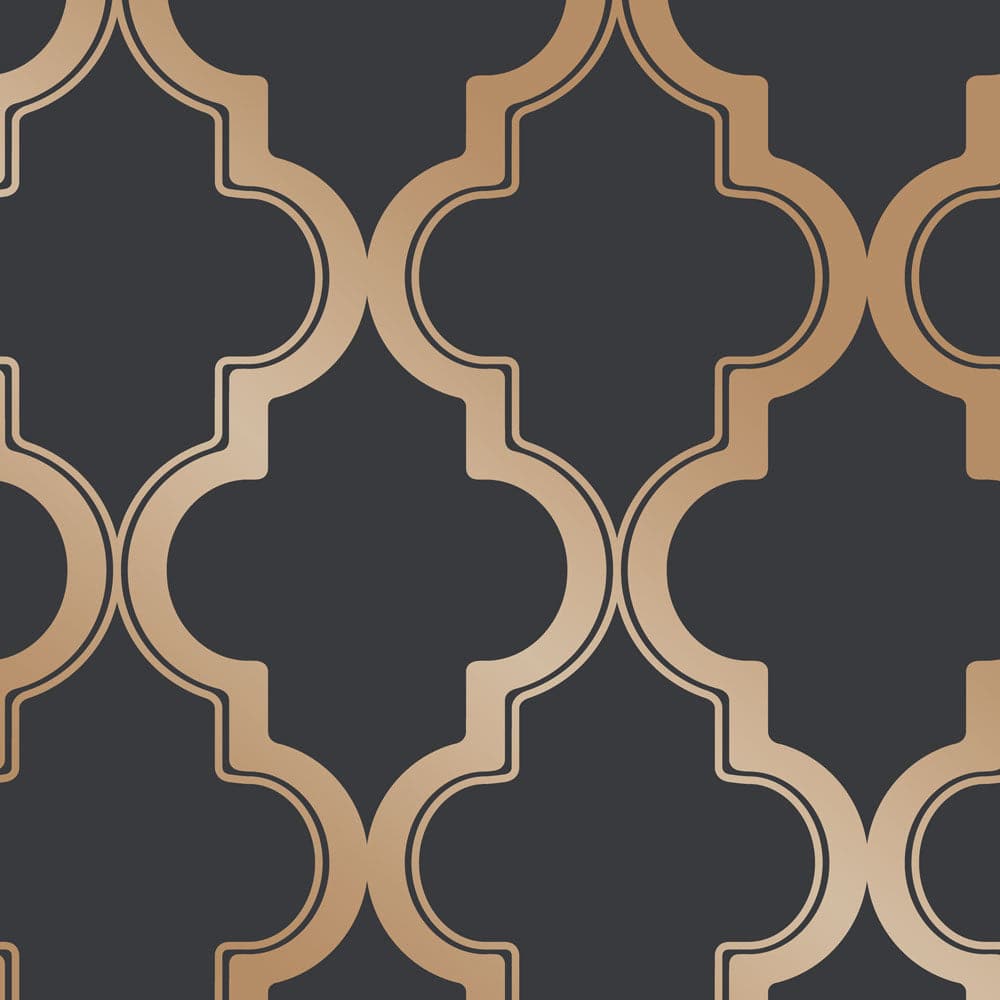 Marrakesh Peel And Stick Wallpaper-Tempaper & Co.-Tempaper-MA10636-Wall PaperMidnight and Metallic Gold Arabesque-19-France and Son