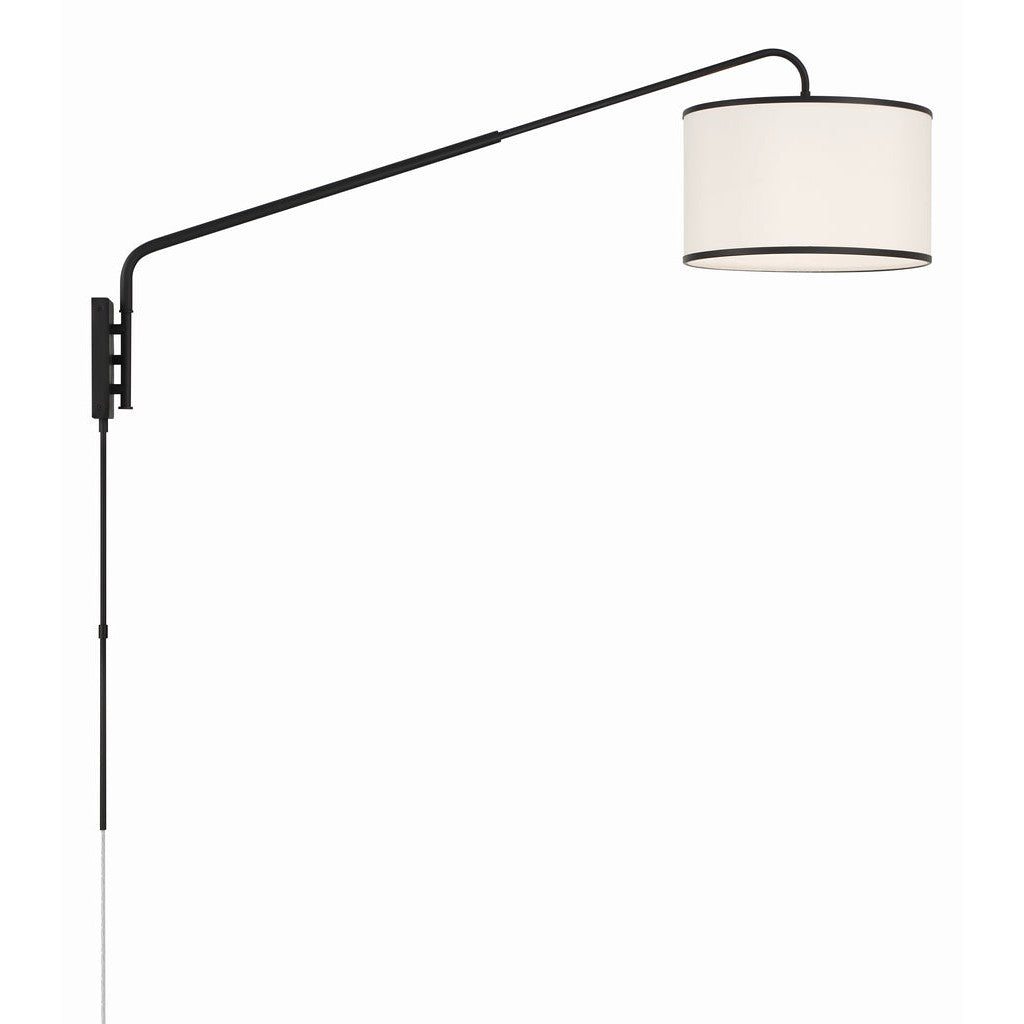 Mallory 1 Light Matte Black Task Sconce-Crystorama Lighting Company-CRYSTO-MAL-601-MK-Wall Lighting-1-France and Son