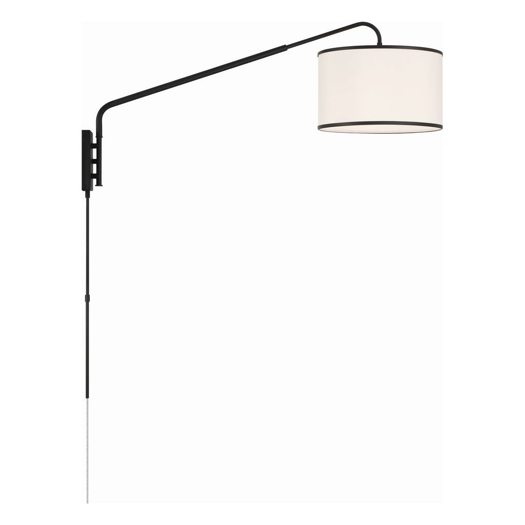 Mallory 1 Light Matte Black Task Sconce-Crystorama Lighting Company-CRYSTO-MAL-601-MK-Wall Lighting-2-France and Son