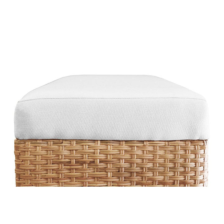 Benches Bench In Woven Water Hyacinth With Performance Ivory Linen Fabric