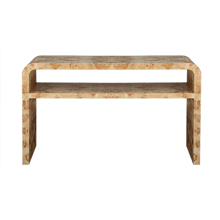 Marshall - Waterfall Edge Two Tier Console Table In Burl Wood