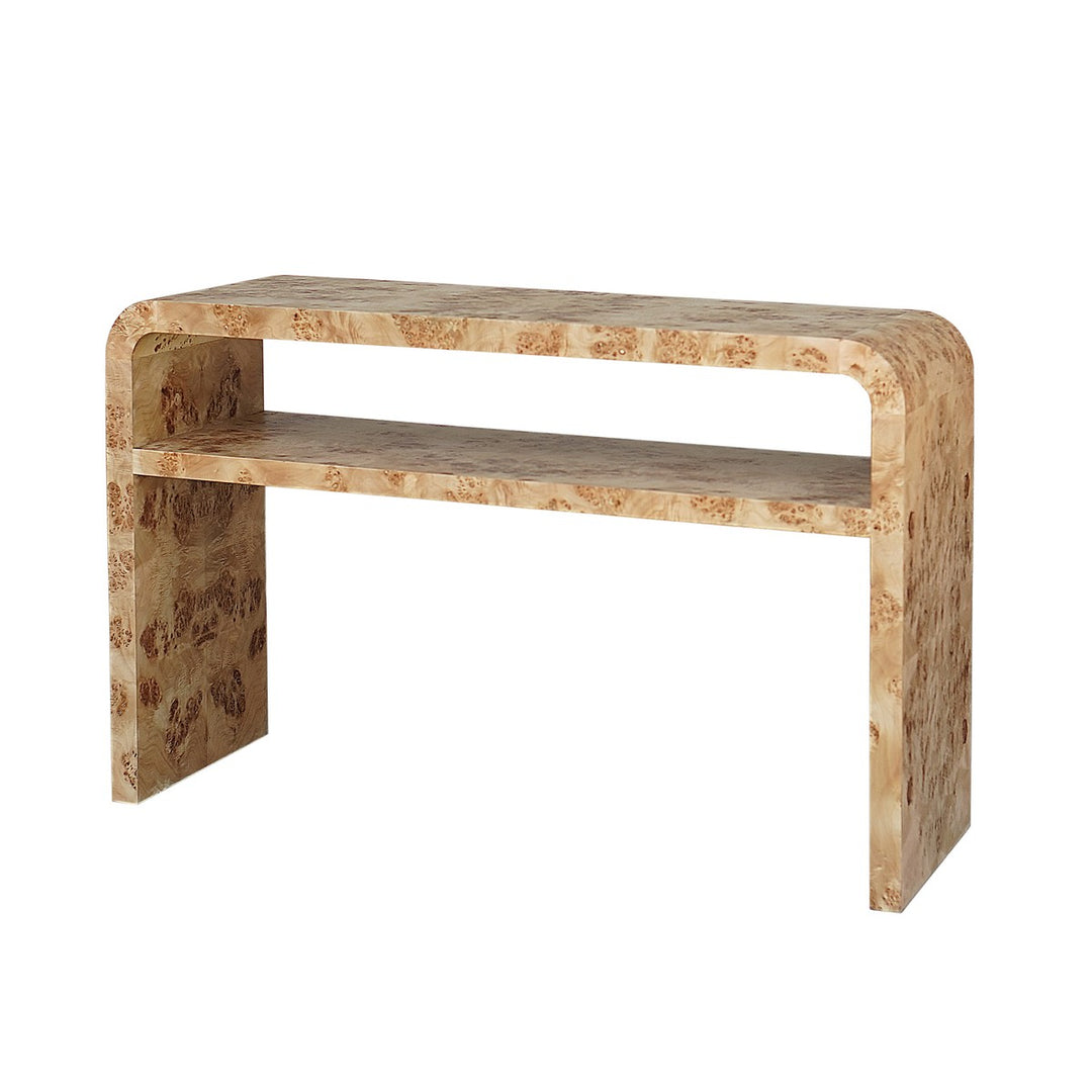 Marshall - Waterfall Edge Two Tier Console Table In Burl Wood