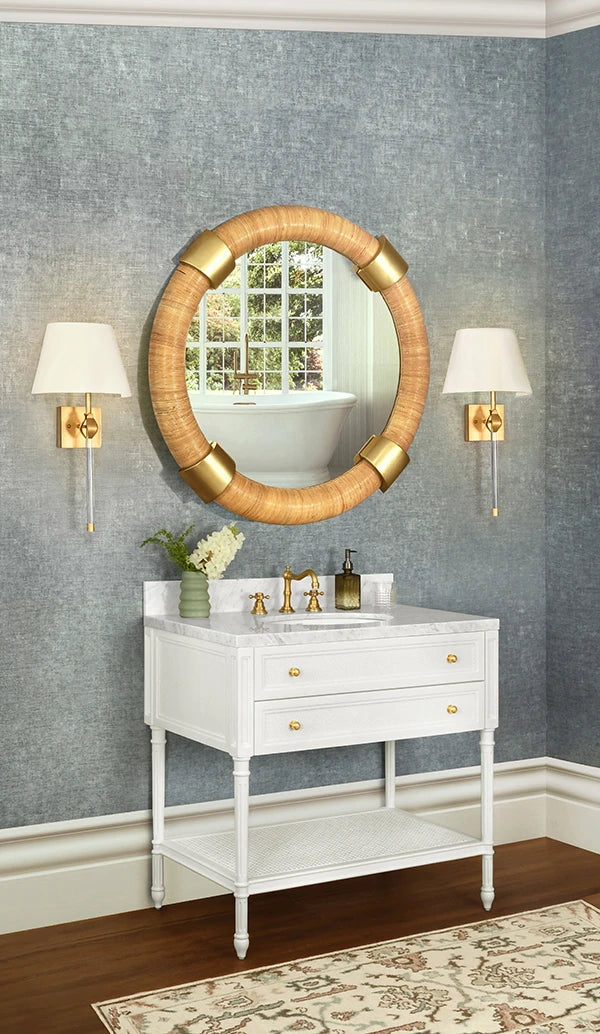 Saylor Round Wrapped Rattan Mirror
