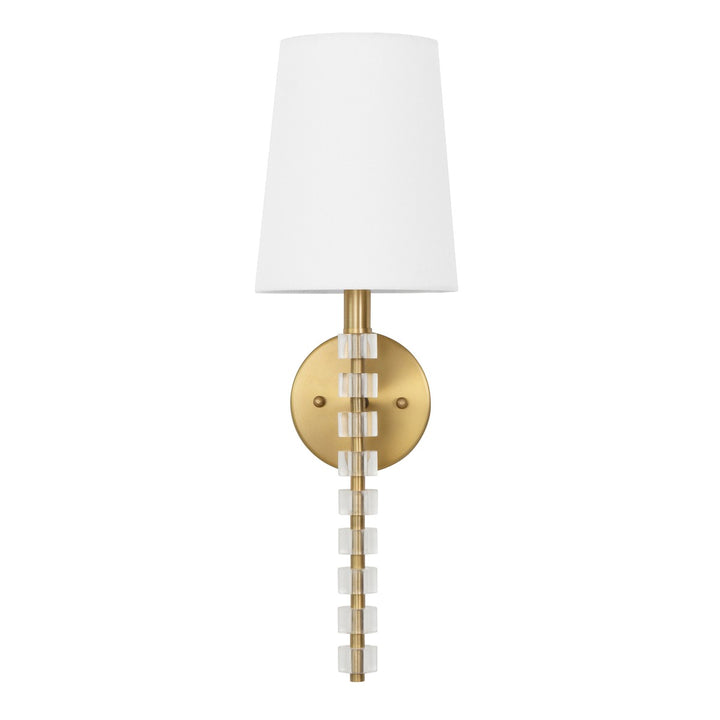 Maxine - One Light Sconce In Acrylic And Brushed Brass With White Linen Shade