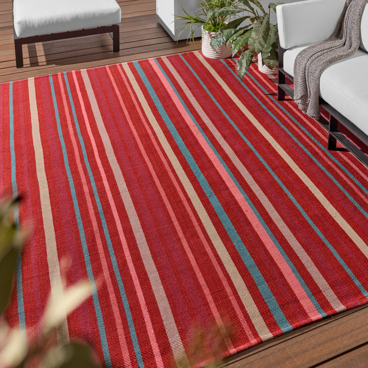 Vibe by Jaipur Living Viviana Handmade Striped Red/Blue Area Rug (4'X6')